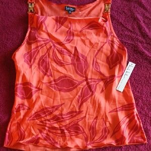 Nicole Miller Orange Pink Sleeveless Tank Top